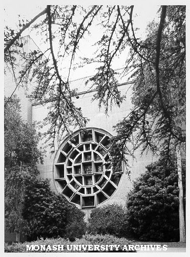 Lindesay Clark window by Leonard French, Robert Blackwood Hall, Clayton campus