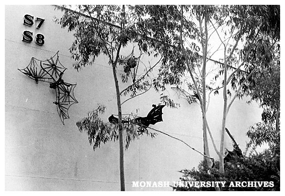Clifton Pugh's 'Flying foxes' on wall of Science lecture theatres