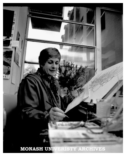 Artist Celia Rosser at work