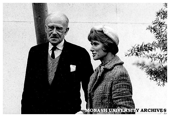 Lord Casey and Jane Marshall at the dedication of the Flying Foxes mural