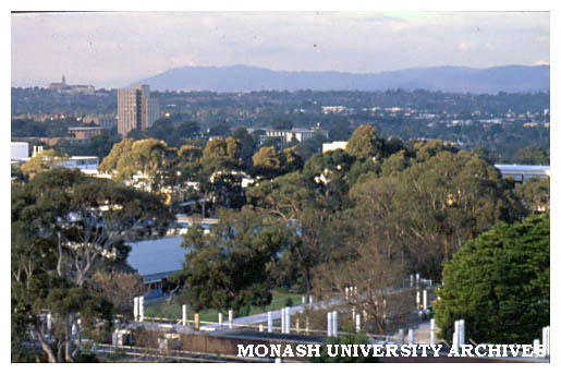 Aerial view of Clayton campus looking north-east to the Halls of Residence