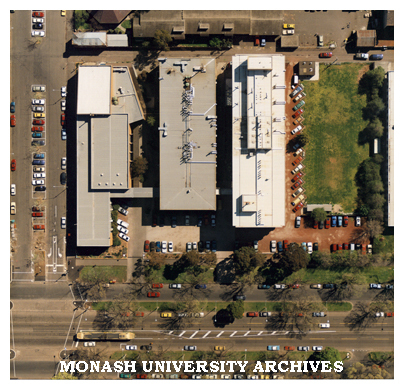 Aerial view of Monash University Parkville campus.