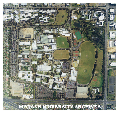 Aerial view of Monash University Clayton campus.