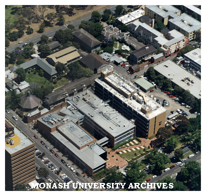 Aerial view of Monash University Parkville campus.