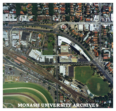 Aerial view of Monash University Caulfield campus.
