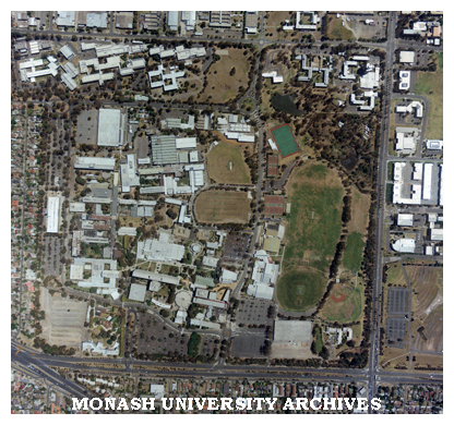 Aerial view of Monash University Clayton campus.