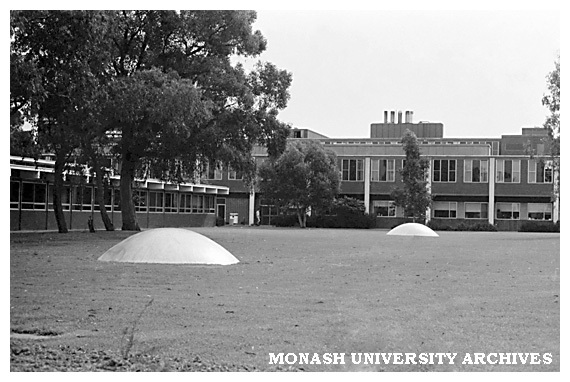 Science courtyard with Clive Murray-White's sculpture 'Domes'