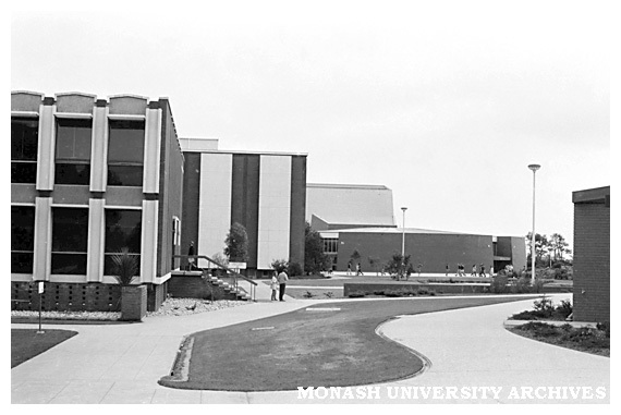 Rotunda with Administration building and Library on left