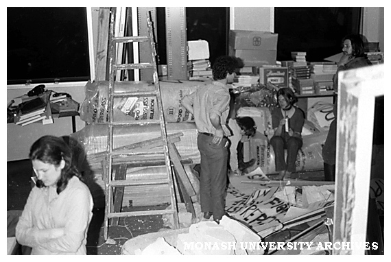 Students making banners