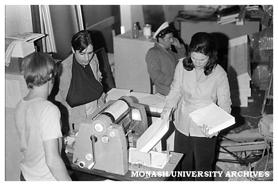 Students printing leaflets