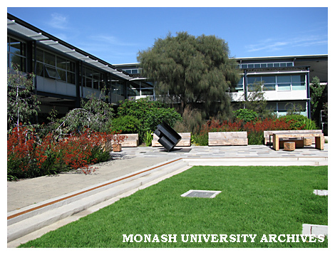 Engineering Building 60 courtyard with Inge King sculpture