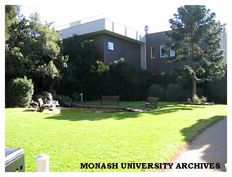 Vera Moore garden with Administration buildings in background