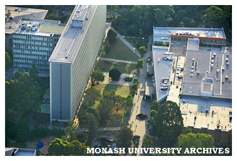 Aerial view of Menzies building and Forum
