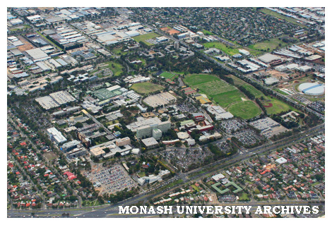 Aerial view of Clayton campus from the south west