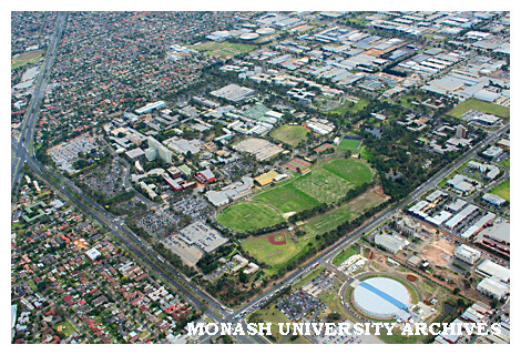 Aerial view of Clayton campus from the south east