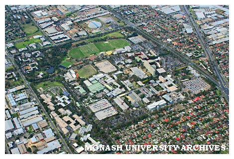 Aerial view of Clayton campus from the north west
