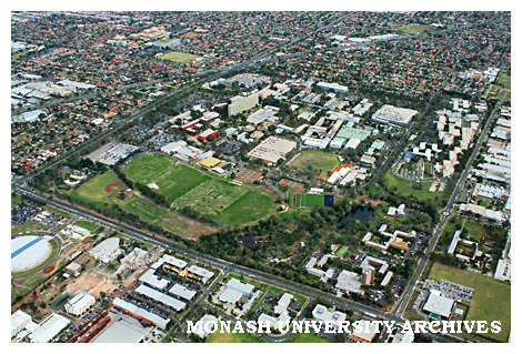 Aerial view of Clayton campus from the north east