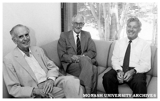 Deans of Medicine - Emeritus Professors Rod Andrew (1960-1976)(left) and Graeme Schofield (1977-1988), and Professor Robert Porter (1989-1998)