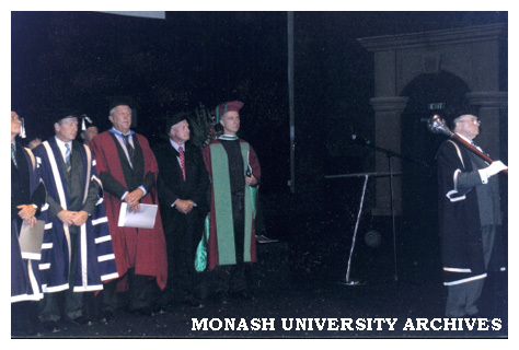Participants in South African graduation ceremony Mr Ronald Fairchild, Mr David Pitt, Professor Iain Edwards, Professor Brian Brooks, Dr Jacques Steyn, Esquire Bedel Mr Brian Corless