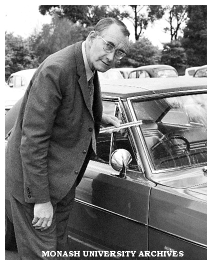 Professor Cumming measuring safety aspects of car design.