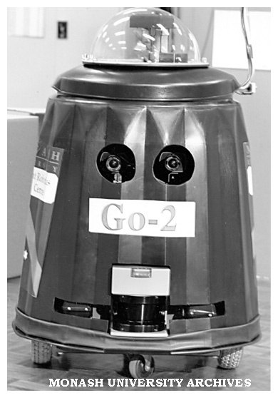 Go-2 robot designed for Science Works by Profesosor Ray Jarvis, Tristan Crees, Alan Lipton and Shaun Geddes.