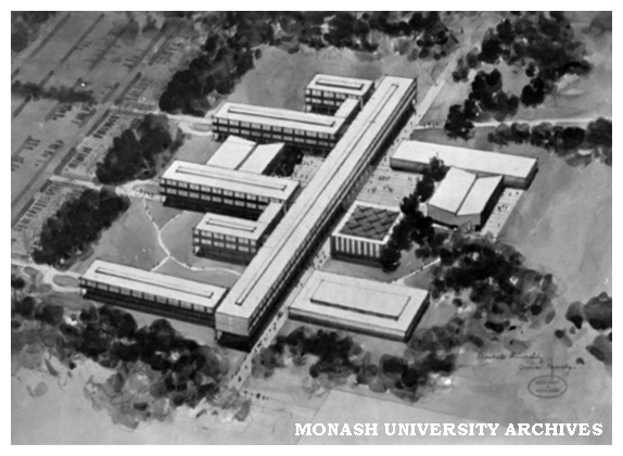 Drawing of Science block proposed by Bates Smart and McCutcheon