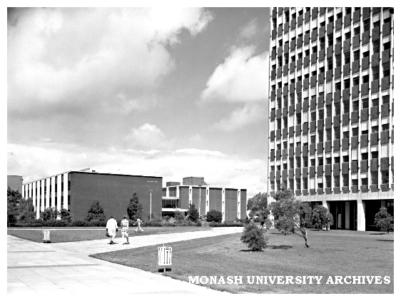 Forum with Main Library and Menzies building (left)