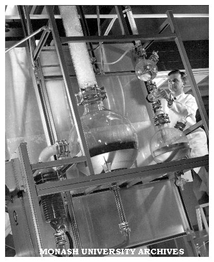 Researcher with scientific apparatus