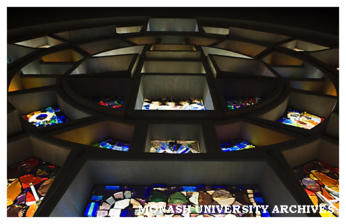 Lindesay Clark window by Leonard French, Robert Blackwood Hall, Clayton campus