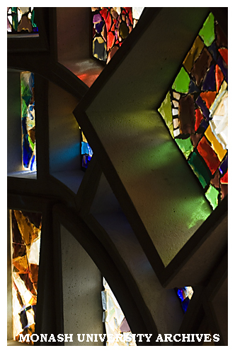 Detail of Lindesay Clark window by Leonard French, Robert Blackwood Hall, Clayton campus