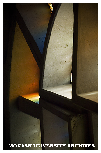 Detail of Lindesay Clark window by Leonard French, Robert Blackwood Hall, Clayton campus