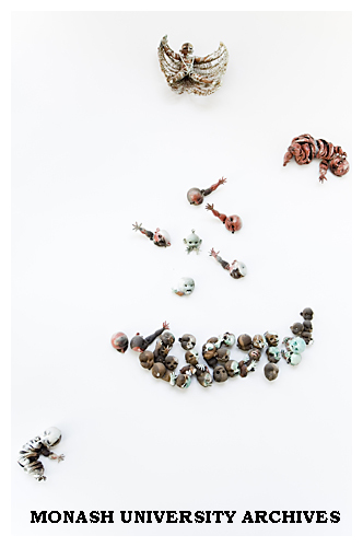 John Perceval sculpture on wall in Hargrave-Andrew library titled 'Homage to Lawrence Hargrave'