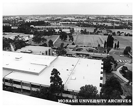 Raised view looking over Union building towards Engineering buildings