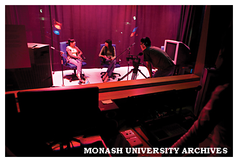 Students in the School of Arts &amp; Social Sciences television studio, Sunway campus, Malaysia