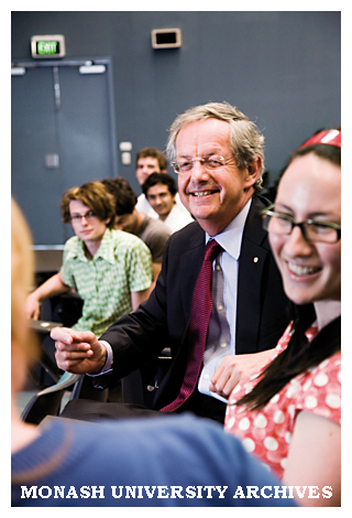 Vice-Chancellor Professor Richard Larkins with final year medical students in South One lecture theatre