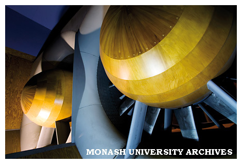 Axial fans that generate powerful winds at the wind tunnel, Clayton campus