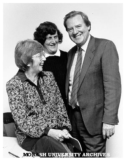 Professor Mal Logan, Jennifer Strauss (left) and Judith Rodriguez at the launch of Jennifer Strauss' 'Labour Ward'