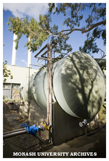 Disused 113,000 litre diesel tank adapted to harvest storm water for reuse in cooling towers, flusher tanks and to cool high temperature hot water pumps in the boiler house.