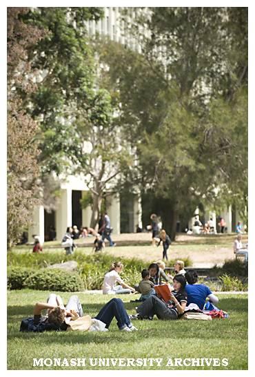 Students on lawn near the Menzies building