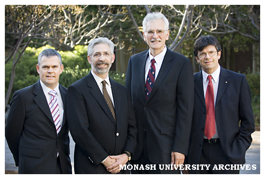 Speakers at Australasian Sleep Association Sleep Network seminar Associate Professor Matthew Naughton, Dr Charles Czeisler, Dr Lawrence Epstein with Professor Leon Piterman, Acting Dean of Medicine