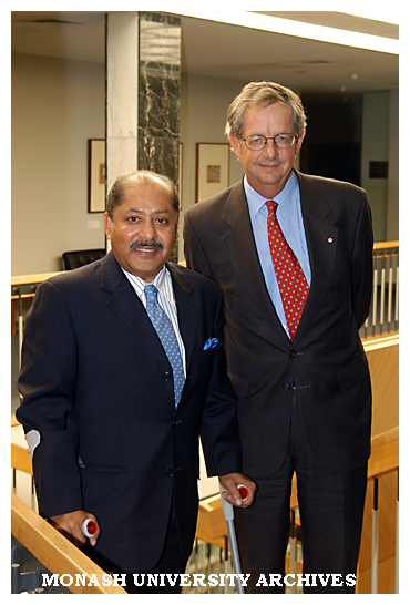 His Excellency Mr Ashraf-ud-Doula, High Commissioner of Bangladesh, with Professor Larkins