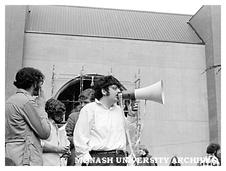 Albert Langer addressing student protest rally