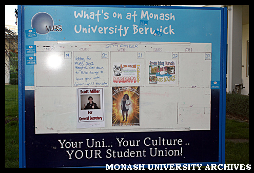 Student Union notice board at Berwick campus