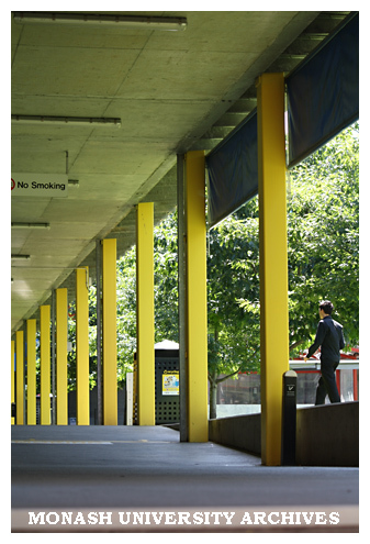 Walkway in front of Building K, Caulfield campus