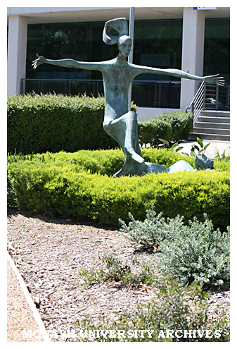 Sculpture in garden at Caulfield campus