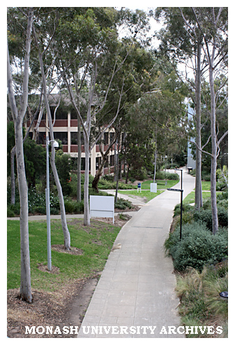 Grounds of Peninsula campus, with Building A in background