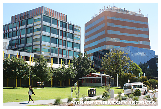 Caulfield campus, Buildings N and S with central common in foreground