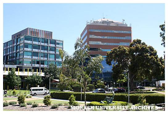 Grounds of Caulfield campus, with Buildings N and S in background