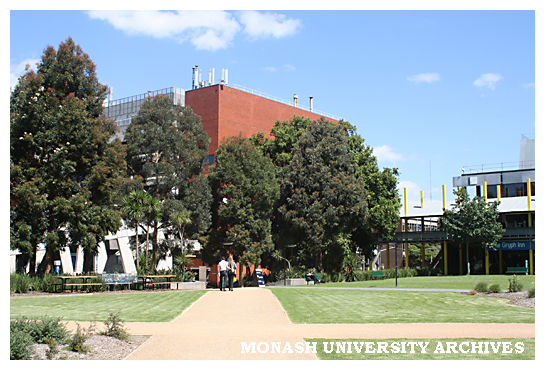 Caulfield campus central common, with Building B in background (left)
