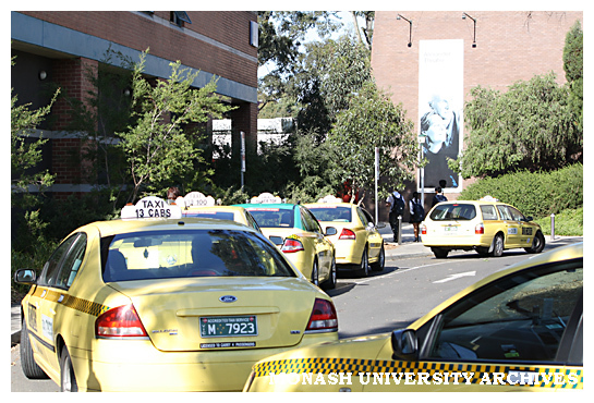 Taxi rank outside Alexander Theatre, Clayton campus